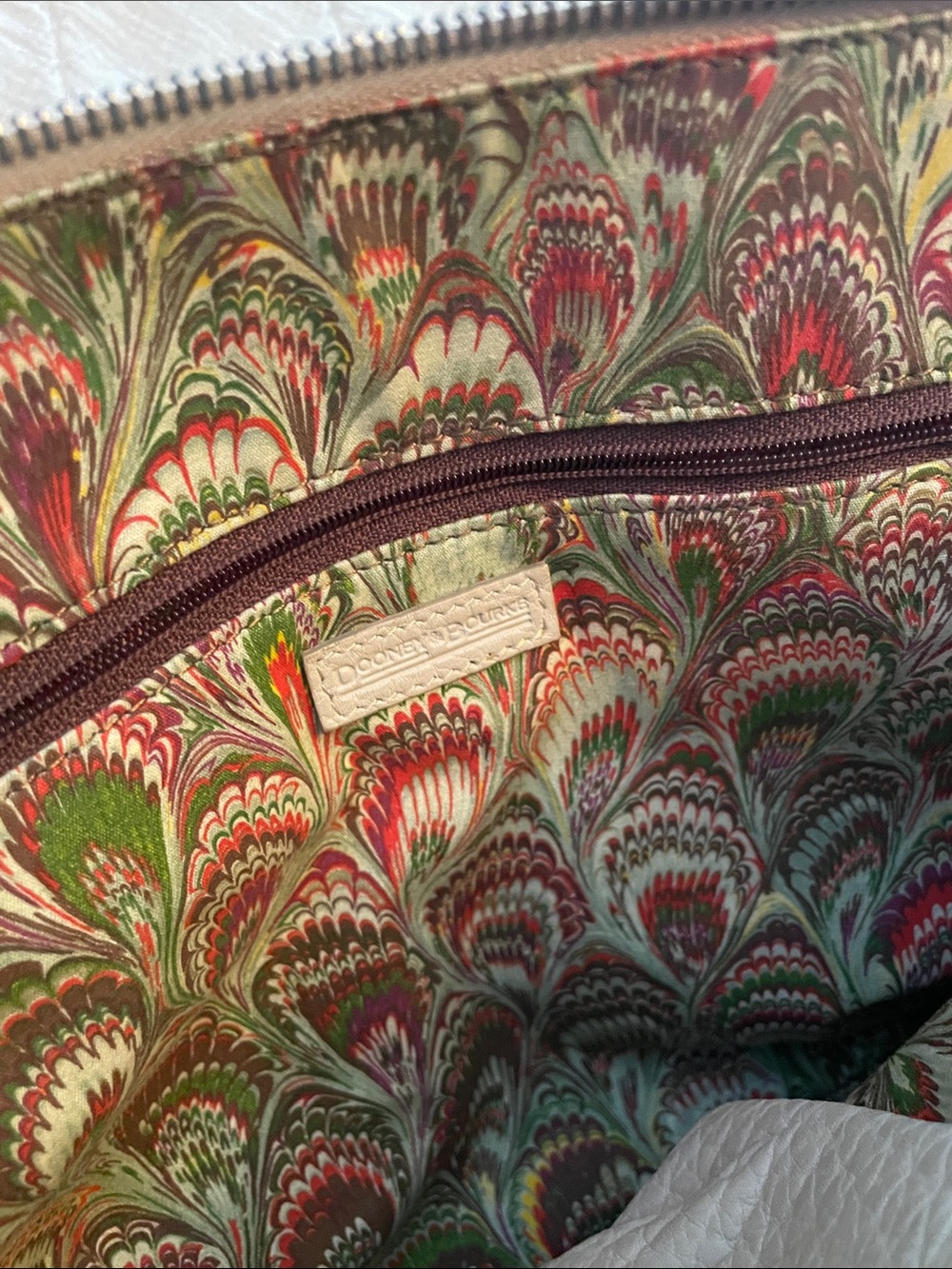 Dooney & Bourke Beige Leather Satchel with Turquoise Charm - Picture 4 of 4